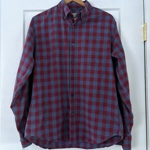 J‎ Crew Tailored Fit Plaid Button Down Shirt Men's Medium Red Blue Cotton